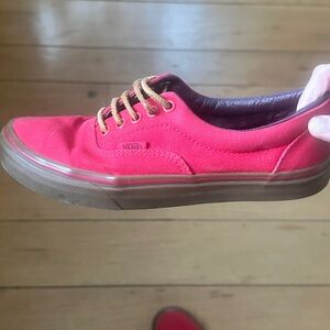 Vans red canvas era shoes